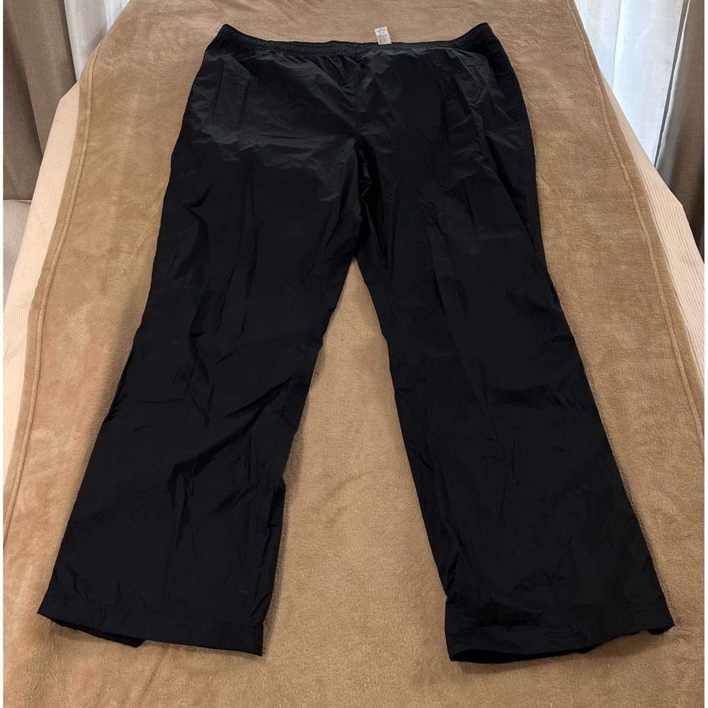 LL Bean Pants Men 2XL Tall Black Nylon Windbreaker Elastic‎ Waist Activewear EUC